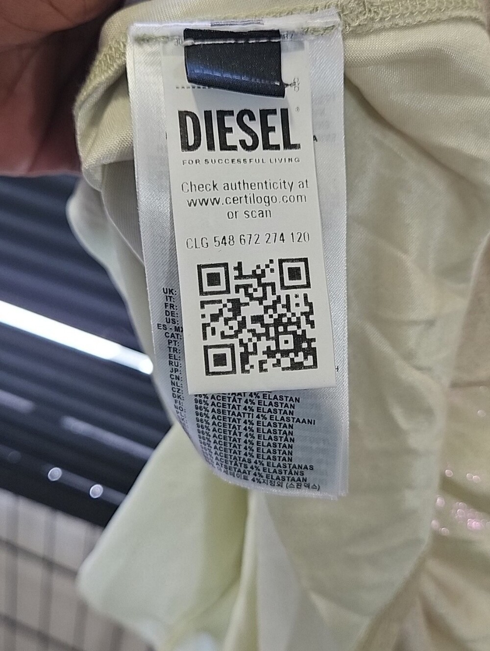 Diesel D Farfy Logo Cream Purple Iridescent Metallic Cutout V-Neck Mini Dress S - Picture 9 of 11